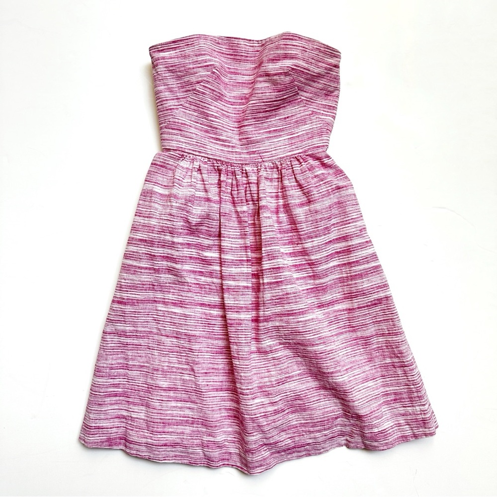 Banana Republic Pink and White Strapless Sundress